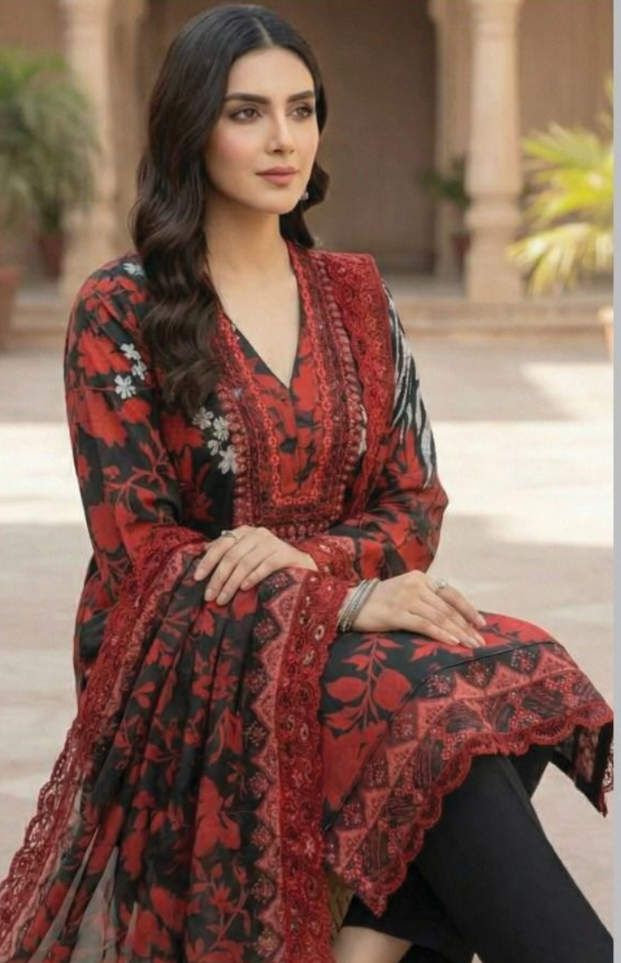 03-Piece Printed Lawn Suit - Ready To Wear