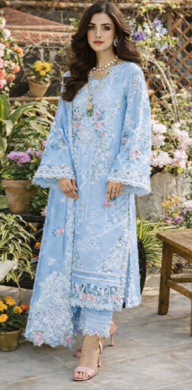 03-Piece Cotton Suit With Embroidery - Ready To Wear