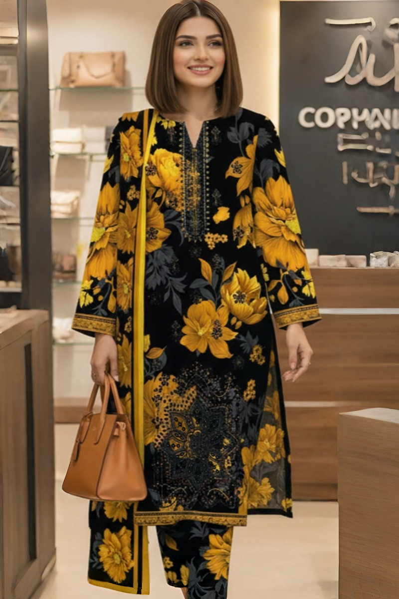 03-Piece Printed Lawn Suit - Ready To Wear