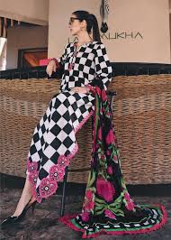 03-Piece Embroidered Lawn Suit With Chiffon Dupatta - Ready To Wear