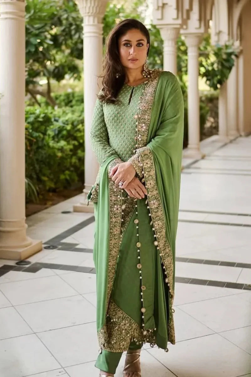 03-Piece Chiffon Suit With Embroidery | Ready To Wear