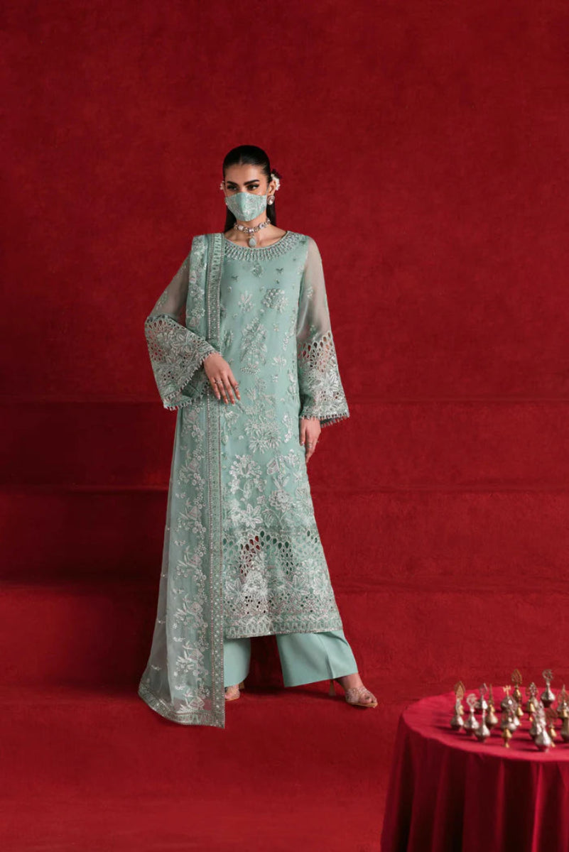 Sage Green - Embroidered Chiffon Suit | Ready To Wear