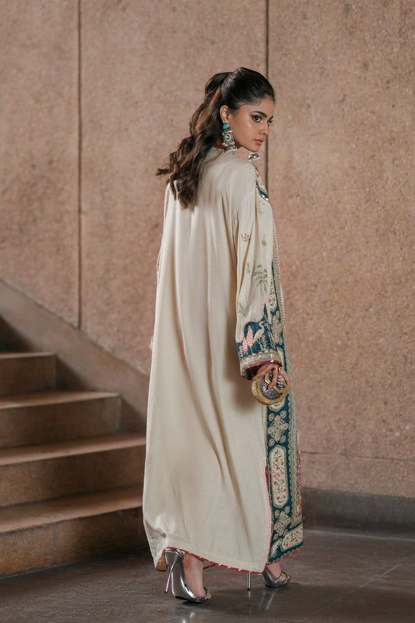Botanical Embroidered Silk Kaftan | Ready To Wear
