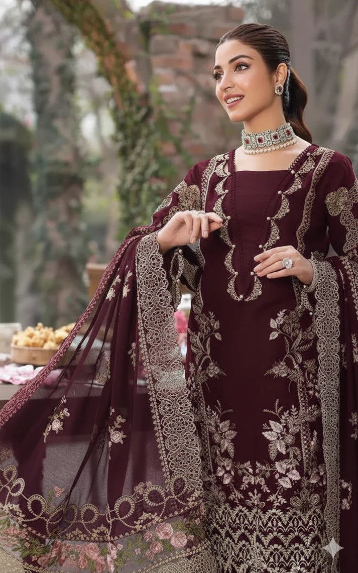03-Piece Lawn Suit With Embroidery - Ready To Wear