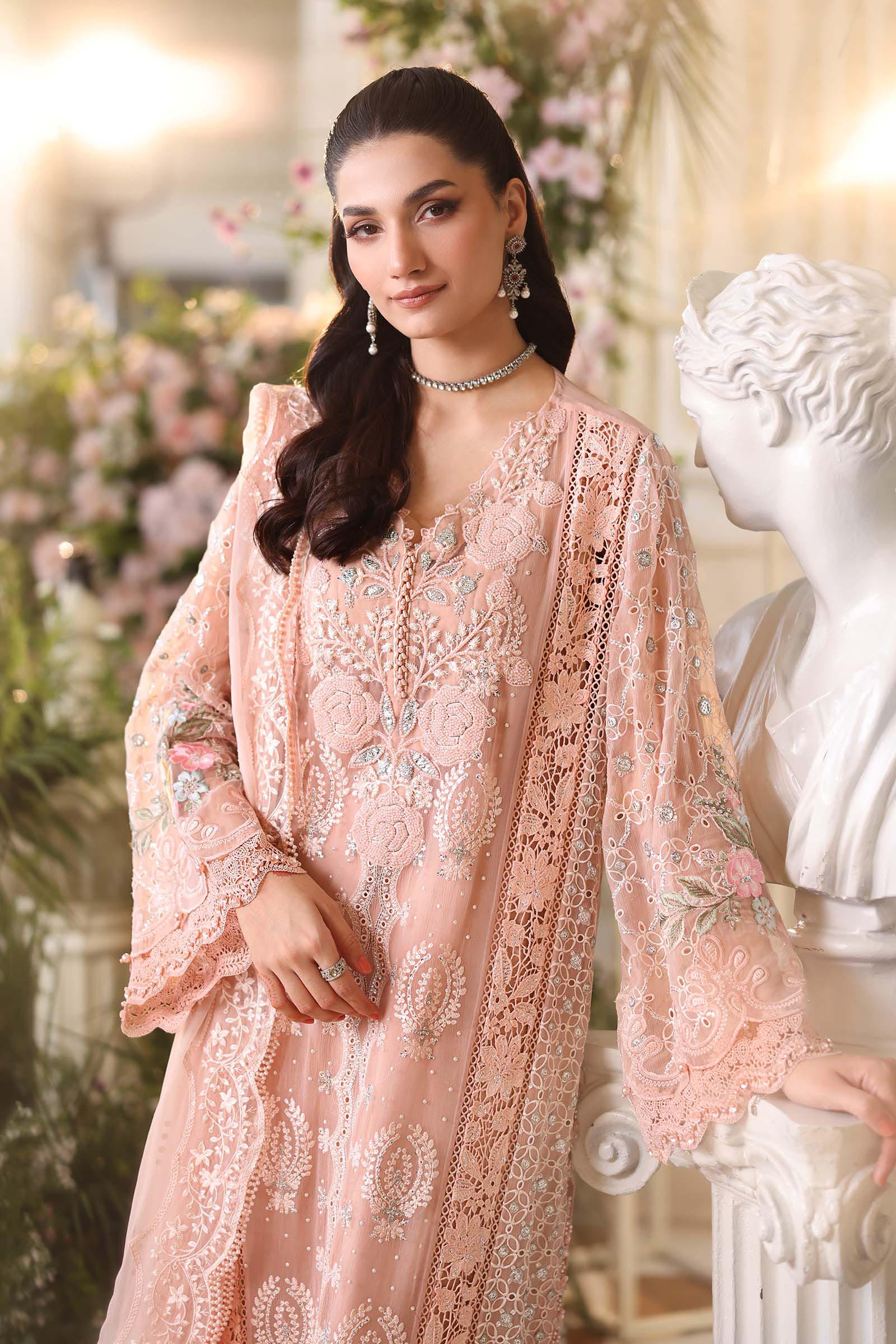 Soft Peach - Embroidered Chiffon Suit | Ready TO Wear