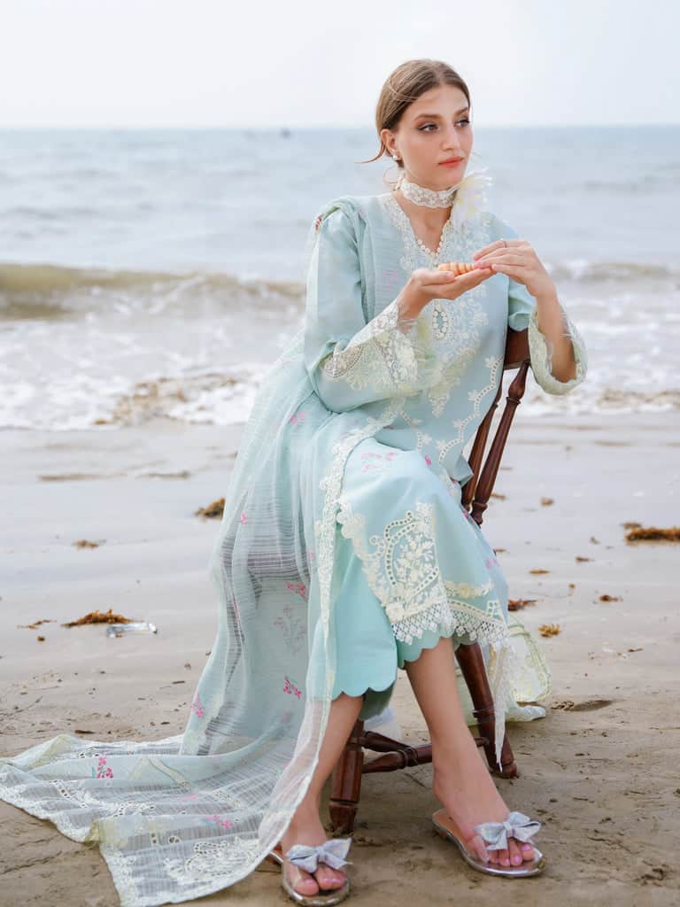 03-Piece Cotton Suit With Embroidery - Ready To Wear