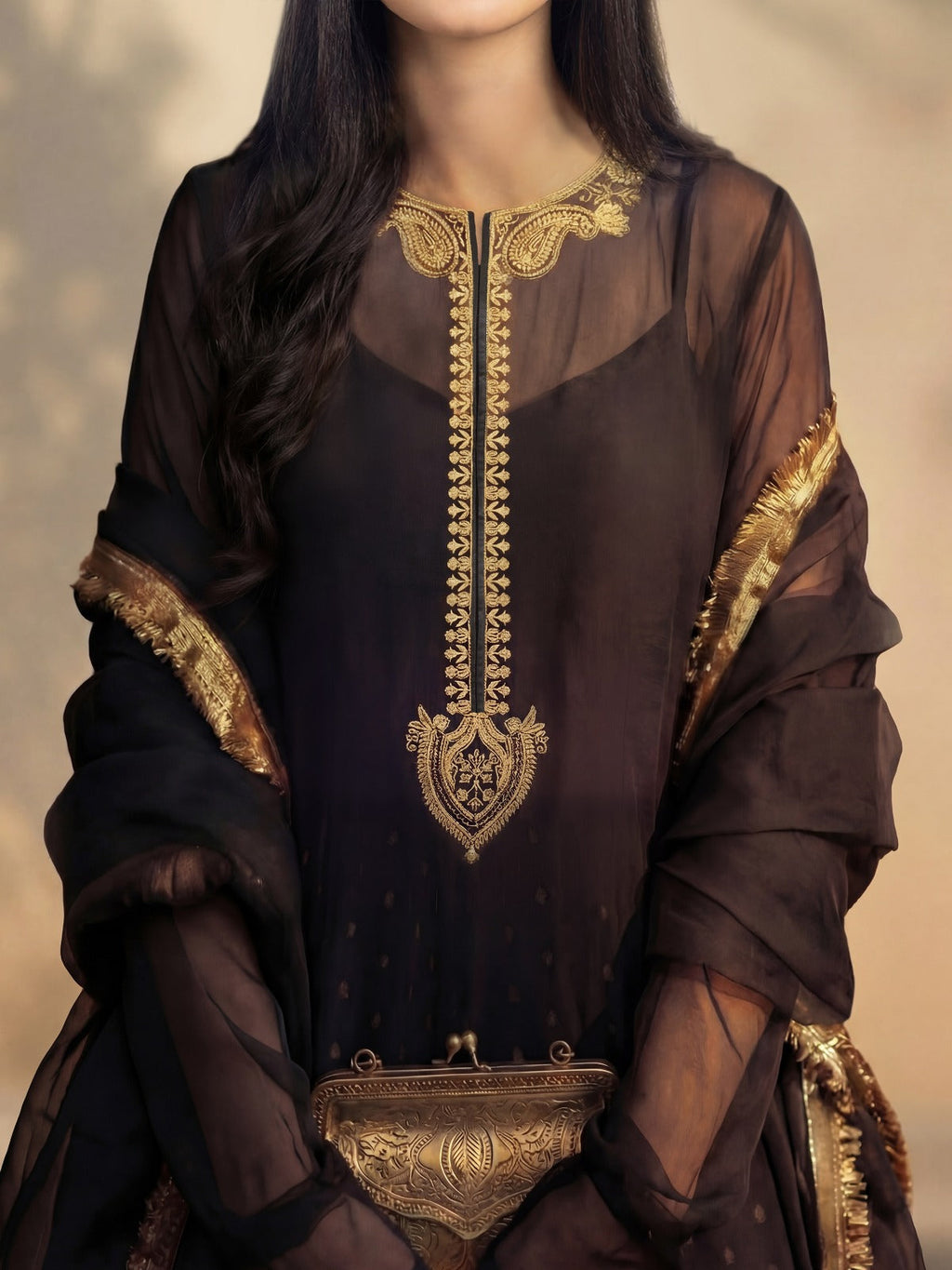 LEENA - BLACK SHARARA SET