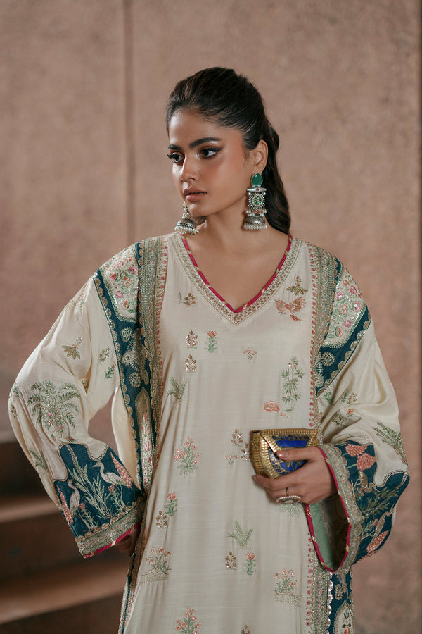 Botanical Embroidered Silk Kaftan | Ready To Wear