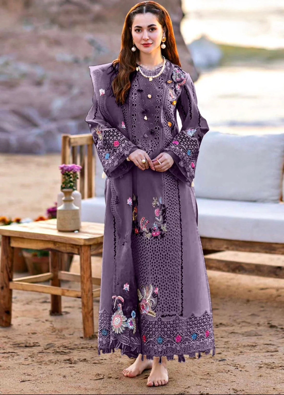 03-Piece Cotton Suit With Chikankari Embroidery | Ready To Wear