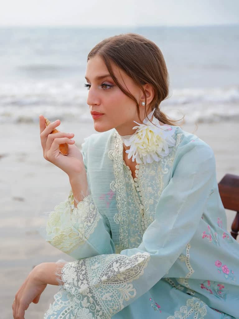 03-Piece Cotton Suit With Embroidery - Ready To Wear