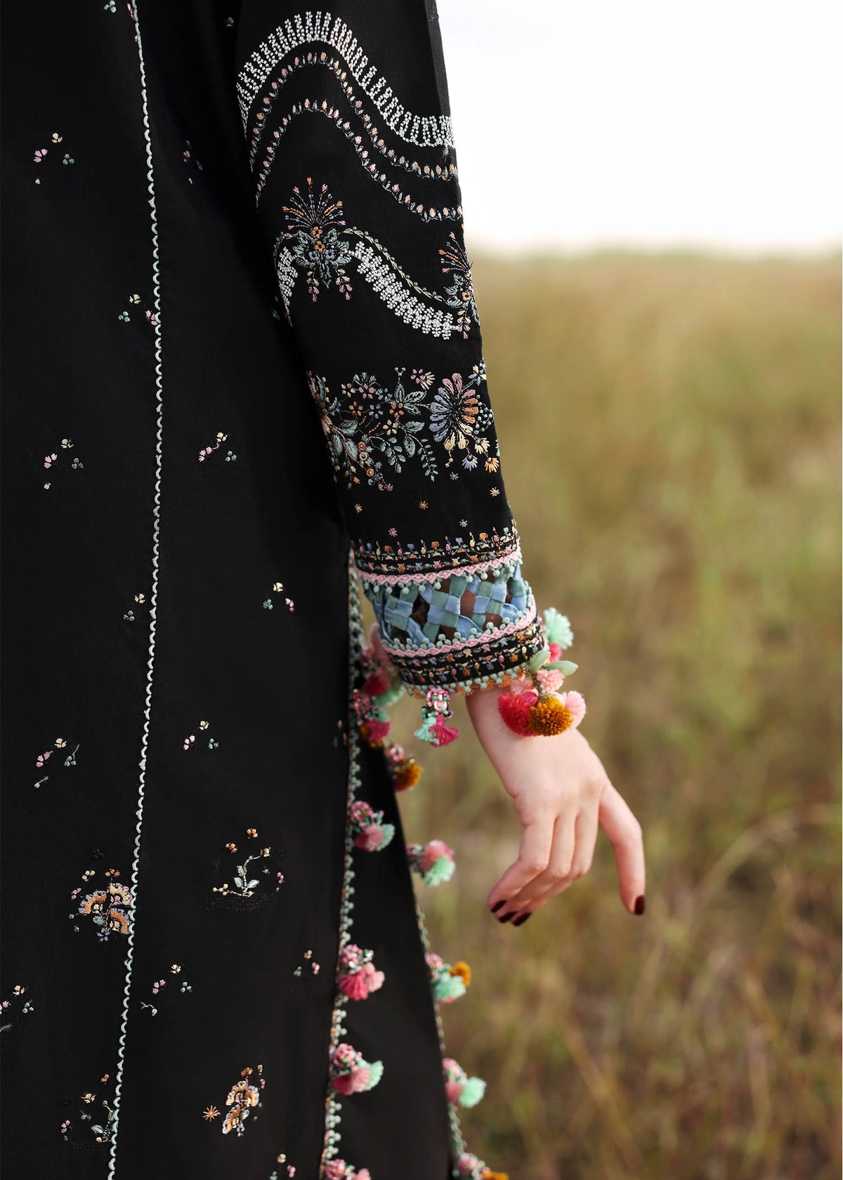 Black Chikankari Lawn Suit with Printed Dupatta | Ready-to-Wear