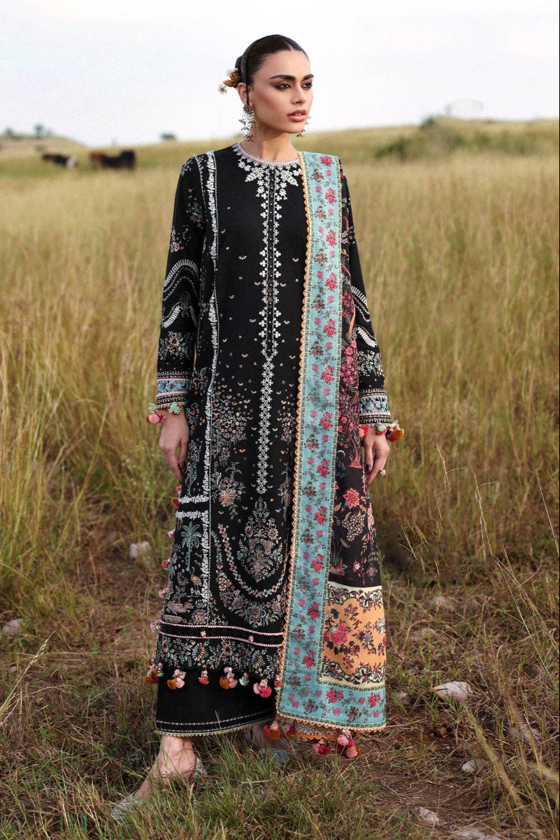 Black Chikankari Lawn Suit with Printed Dupatta | Ready-to-Wear