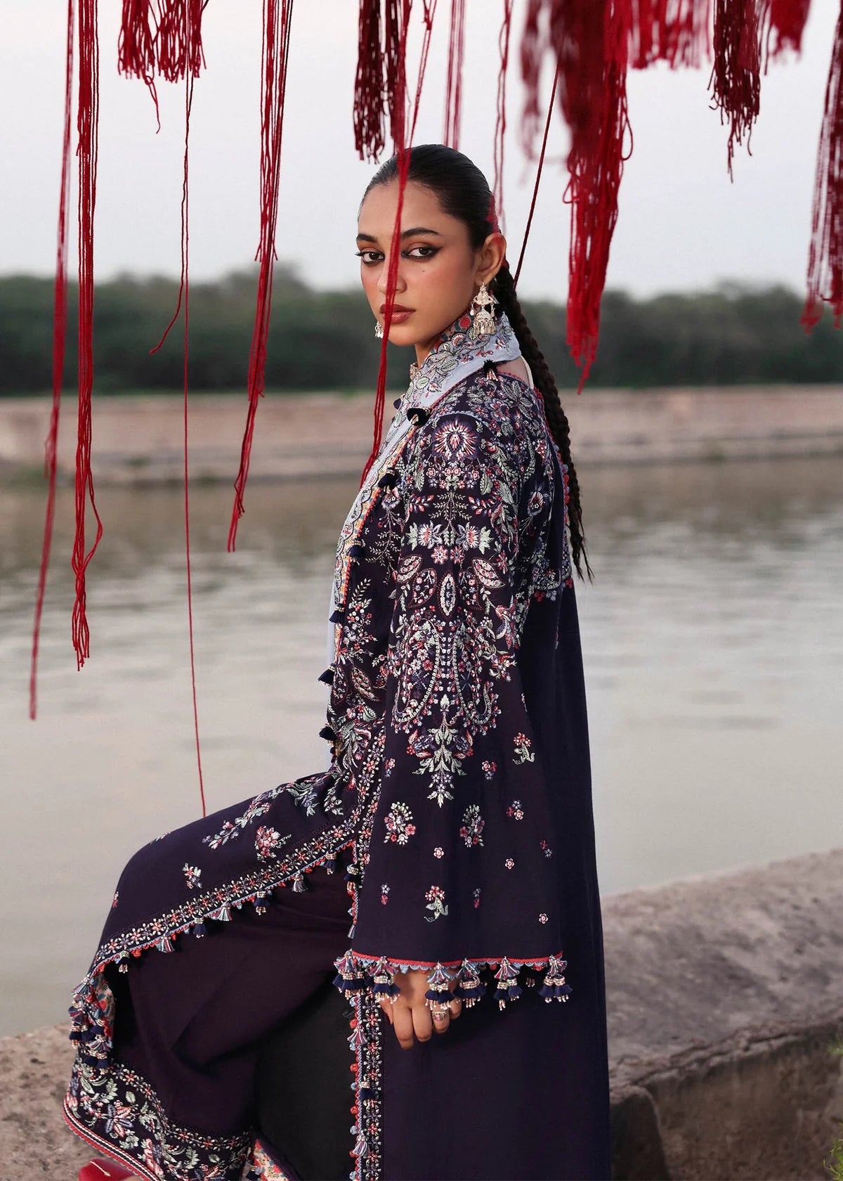 Midnight Plum - Embroidered Cotton Suit | Ready To Wear