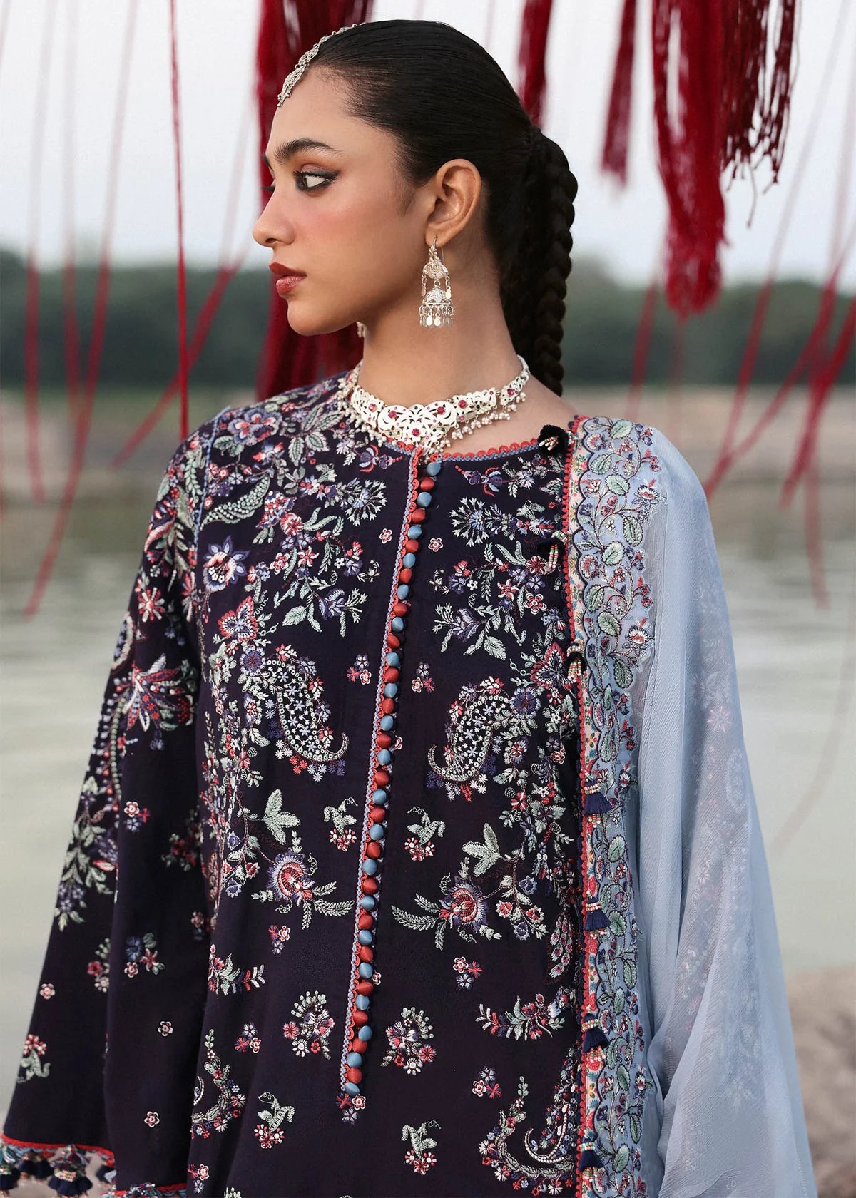Midnight Plum - Embroidered Cotton Suit | Ready To Wear