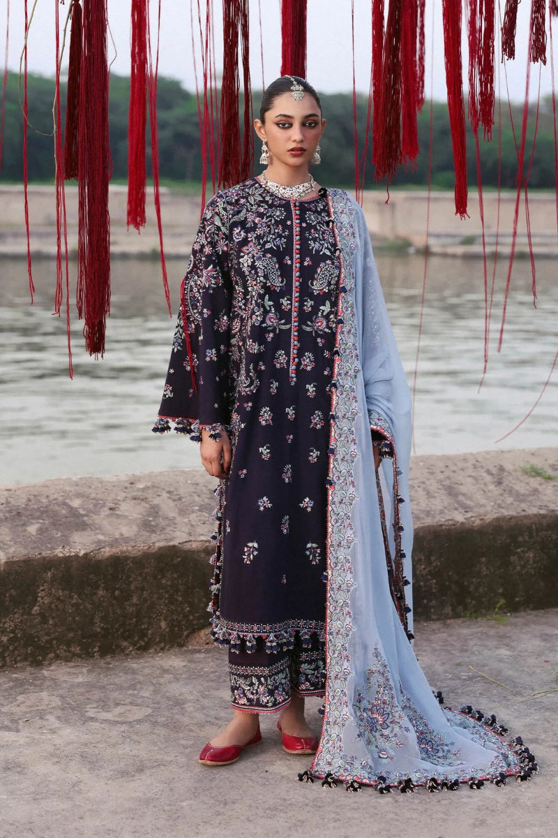 Midnight Plum - Embroidered Cotton Suit | Ready To Wear