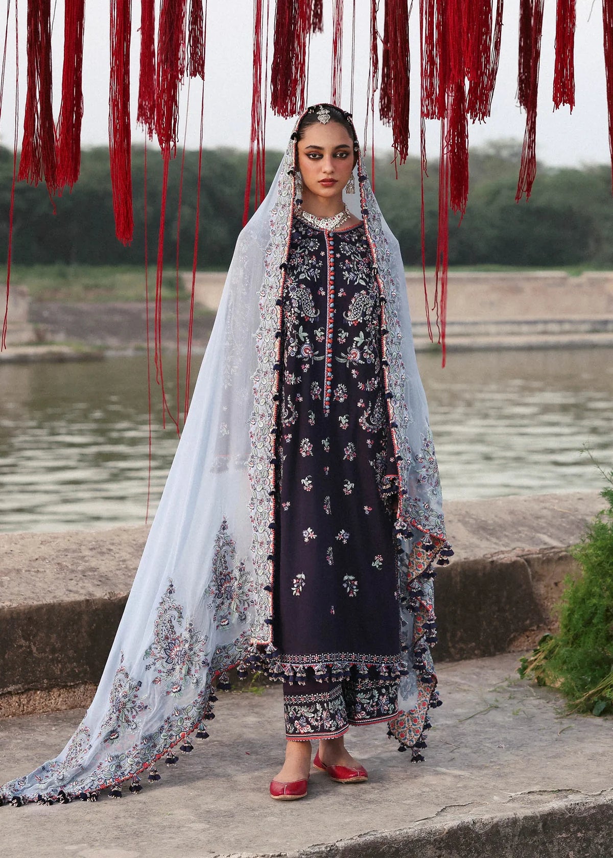 Midnight Plum - Embroidered Cotton Suit | Ready To Wear