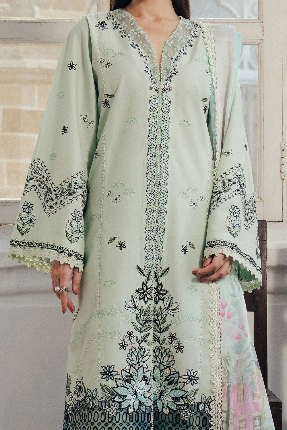 03-Piece Lawn Suit With Embroidery - Ready To Wear